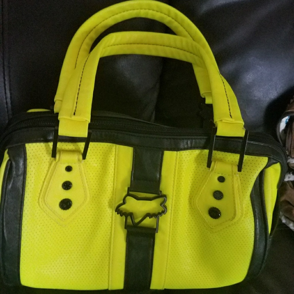 Bright Yellow and Black Fox Racing Purse